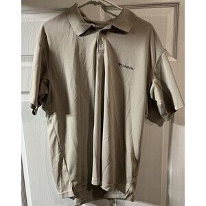 Columbia Omni Shade Polo Mens XL Tan Beige Button Up Golf Fishing